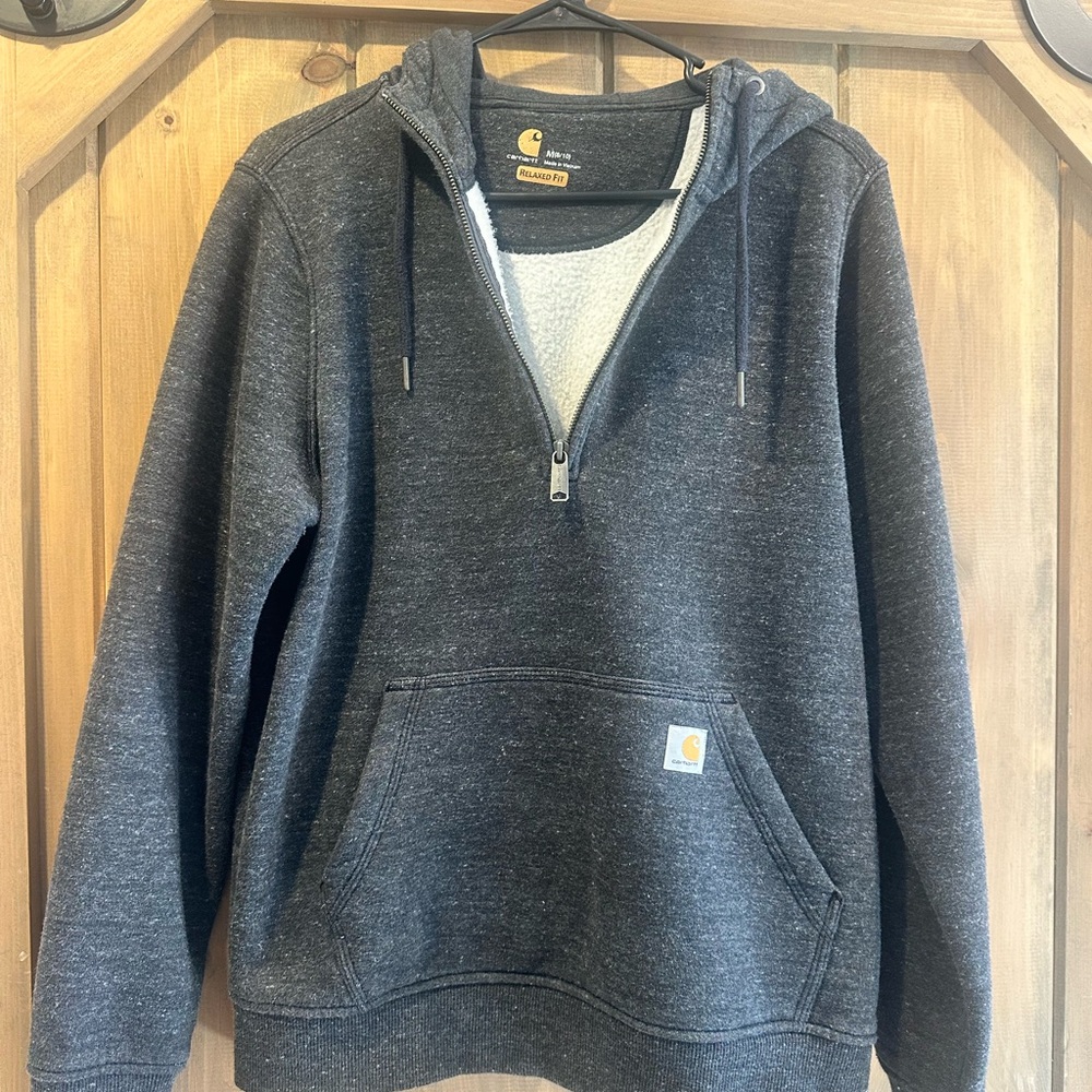 Carhartt women’s  Gray Half-Zip Hoodie Sweater